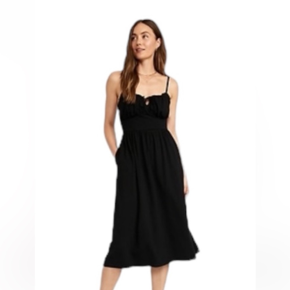 Old Navy Fit & Flare Tie-Front Cami Midi Dress M NWT
